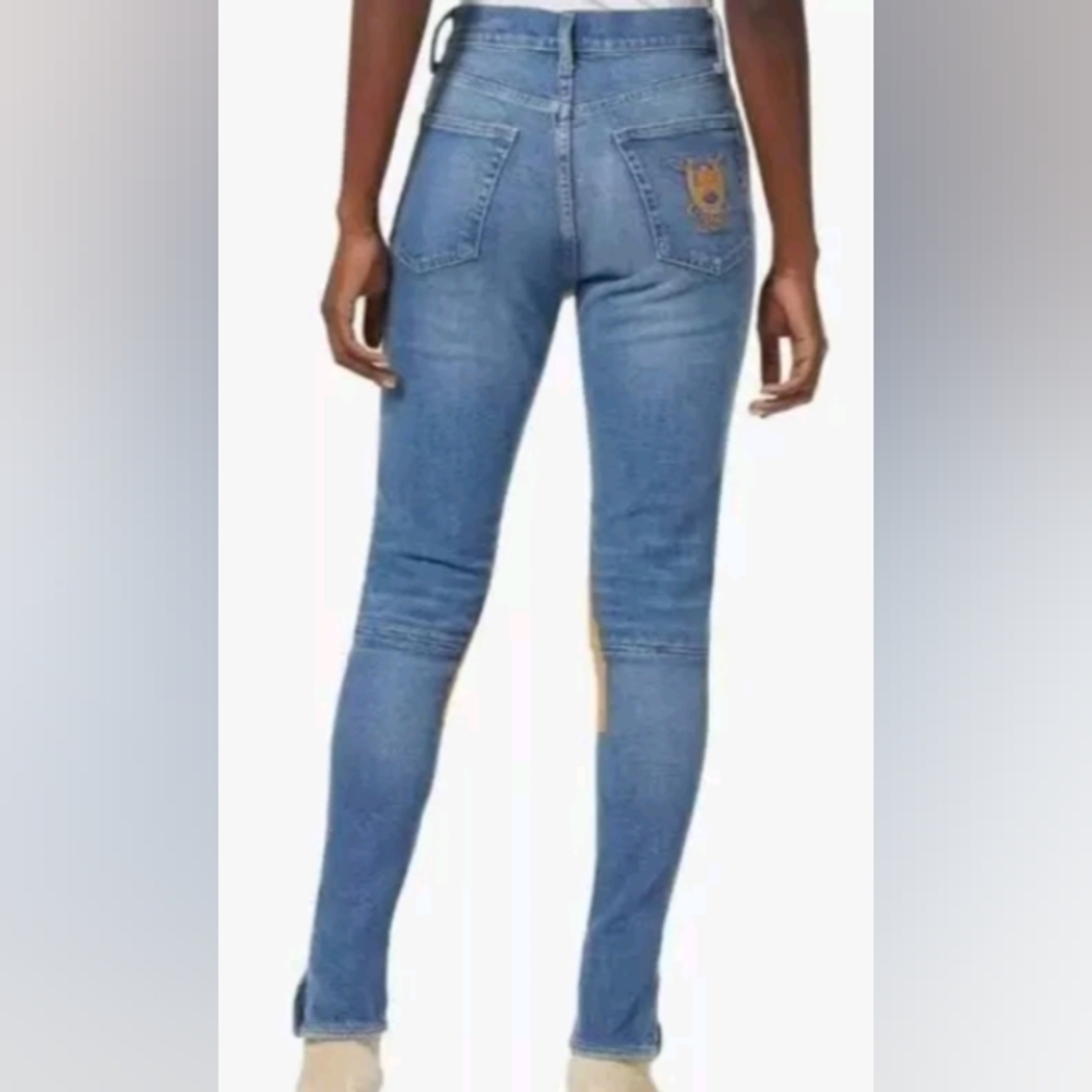 Ralph Lauren Light Blue Skinny Jeans with Tan Knee Patches - Picture 4 of 15